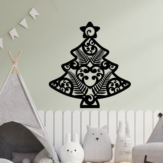 Kiwiana Christmas Tree with Fern and Koru Wall Decal