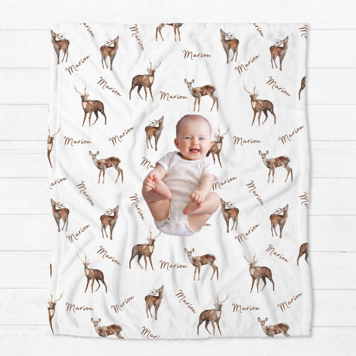 Personalised Woodland Deer Baby Blanket