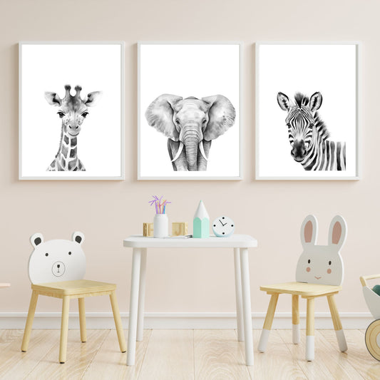 wild animal nursery prints