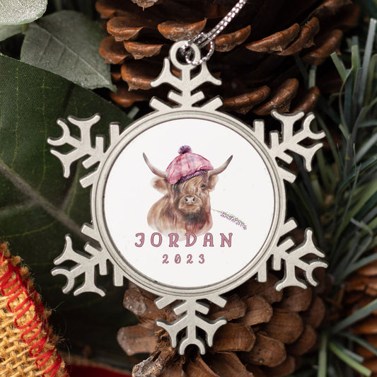 Personalised Pewter Snowflake Ornament | Funny Cow