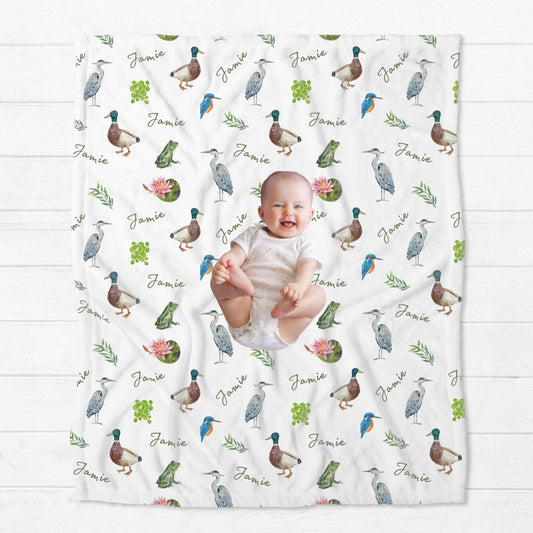 Personalised Pond Lake Duck Baby Blanket