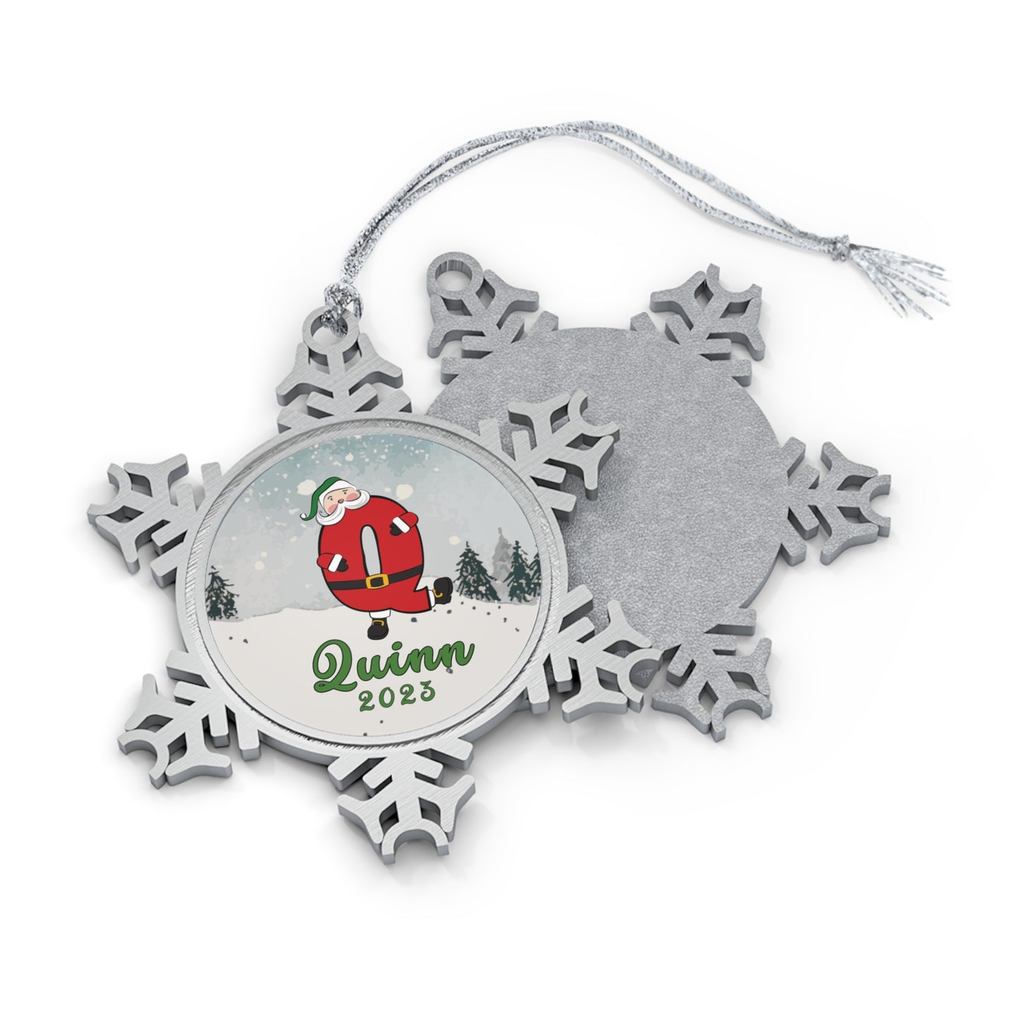 Personalised Pewter Snowflake Ornament | Santa