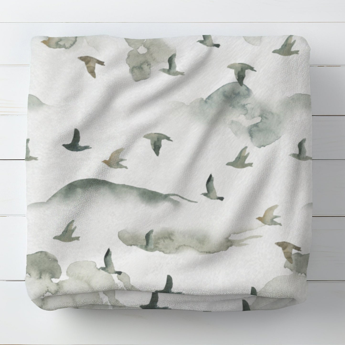 Personalised Birds Flying Over Mountain Baby Blanket