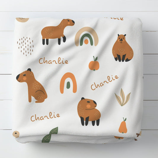 Personalised Capybara Baby Blanket