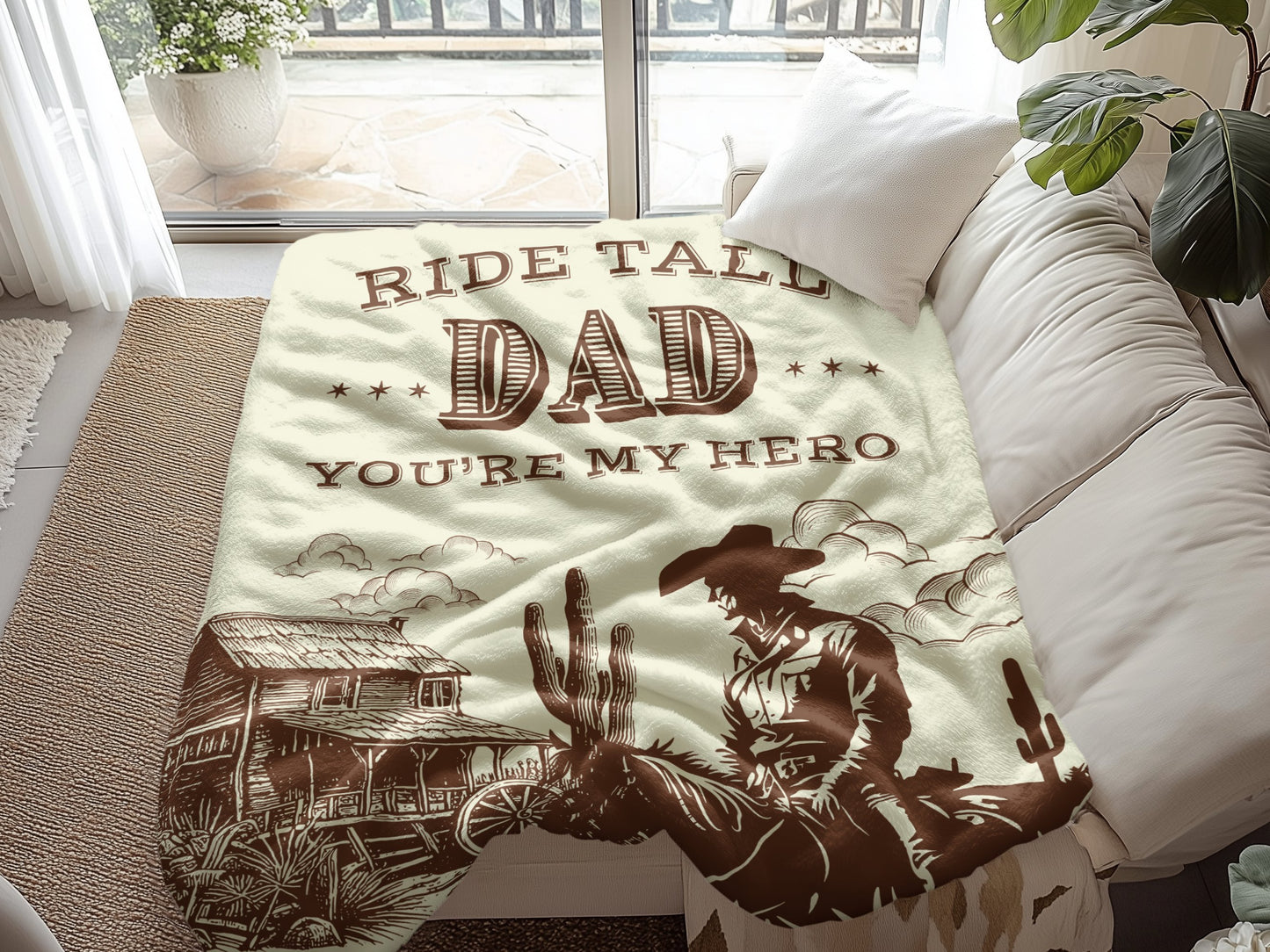 Personalized Dad Blanket Western Cowboy