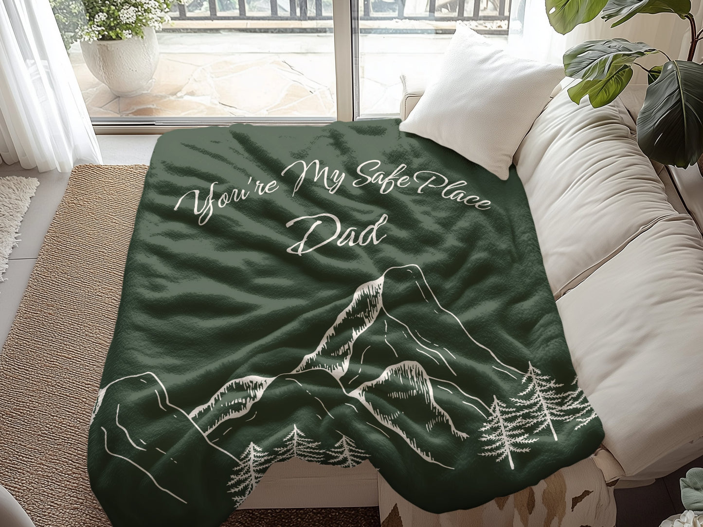Personalized Dad Blanket Green Mountain