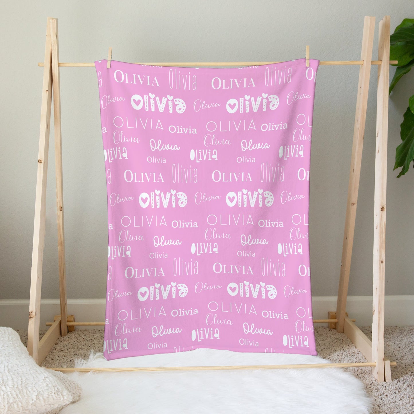 Personalised Name Blanket Heart Font
