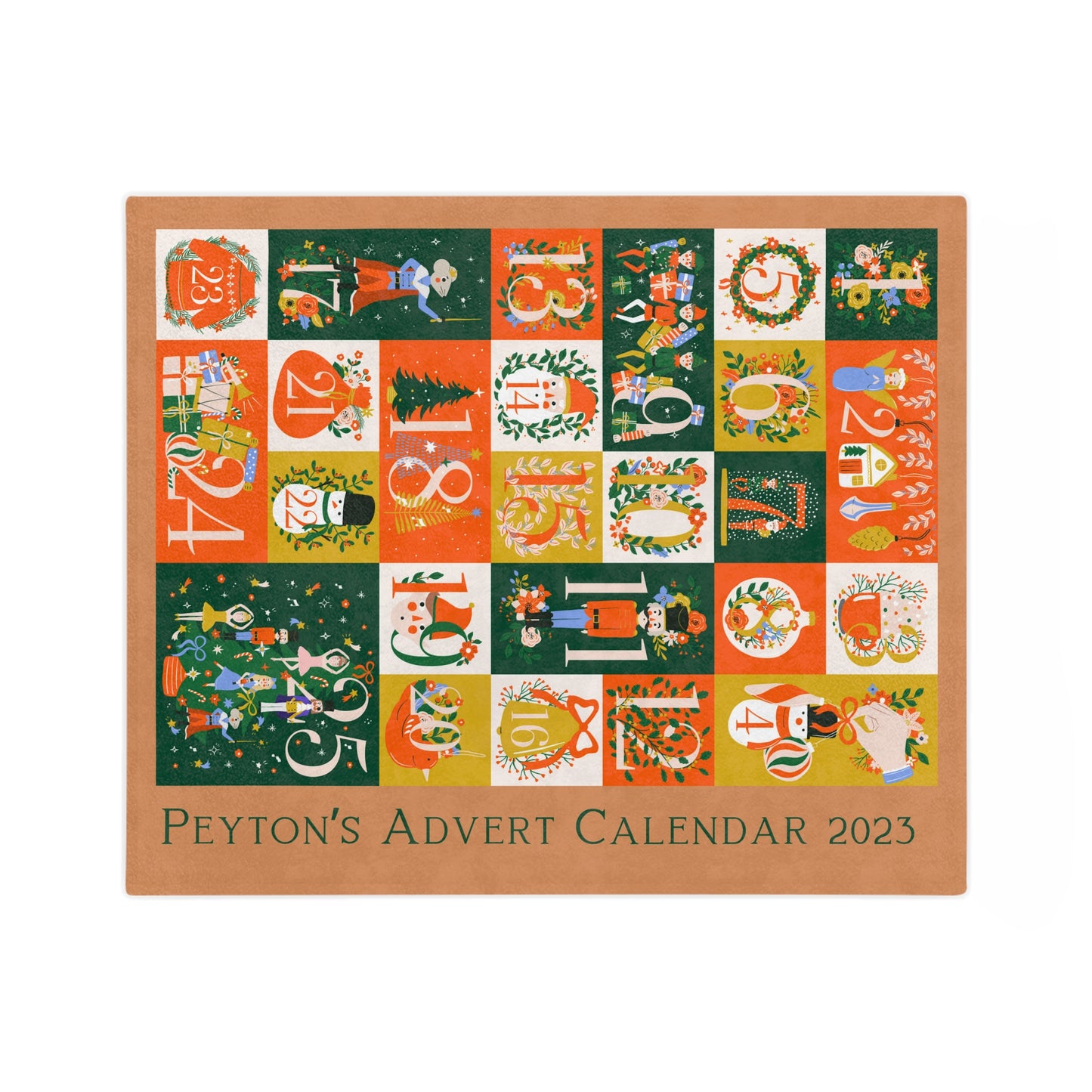 Personalised Christmas Advent Calendar Blanket