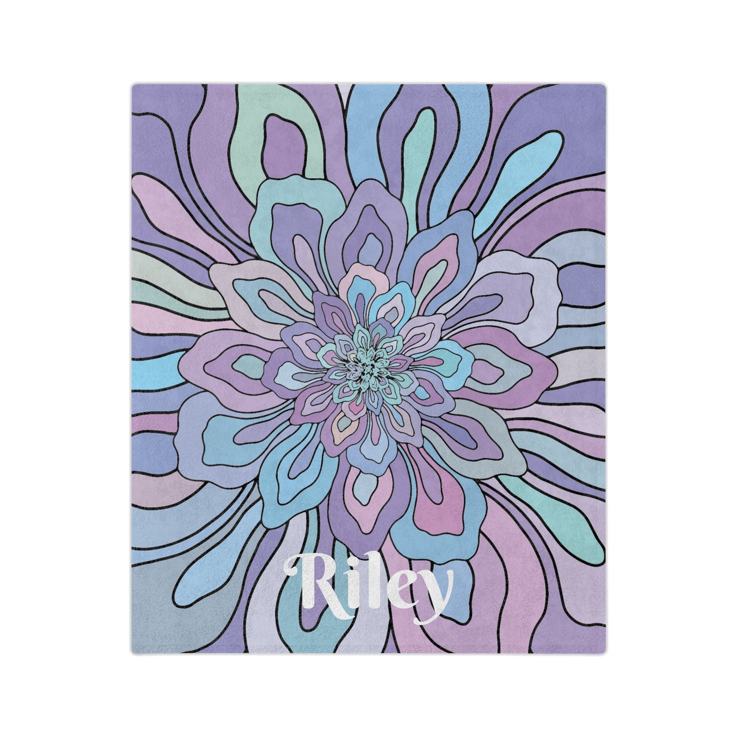 Personalised Blue Purple Flower Blanket