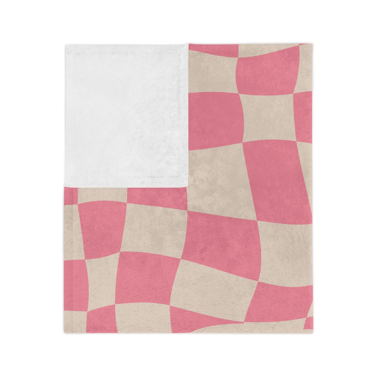 Personalised Pink Wavy Checkered Blanket