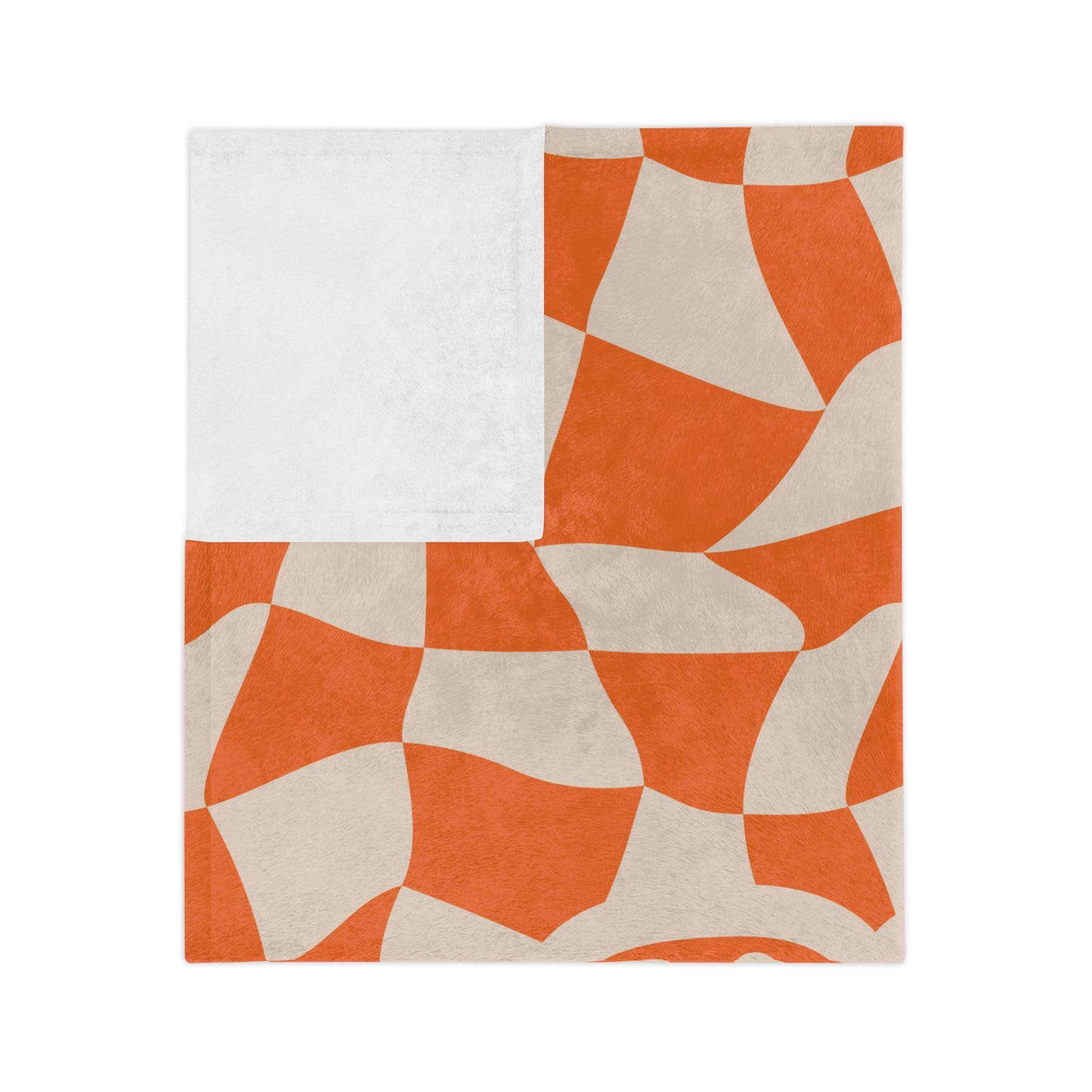 Personalised Orange Wavy Checkered Blanket