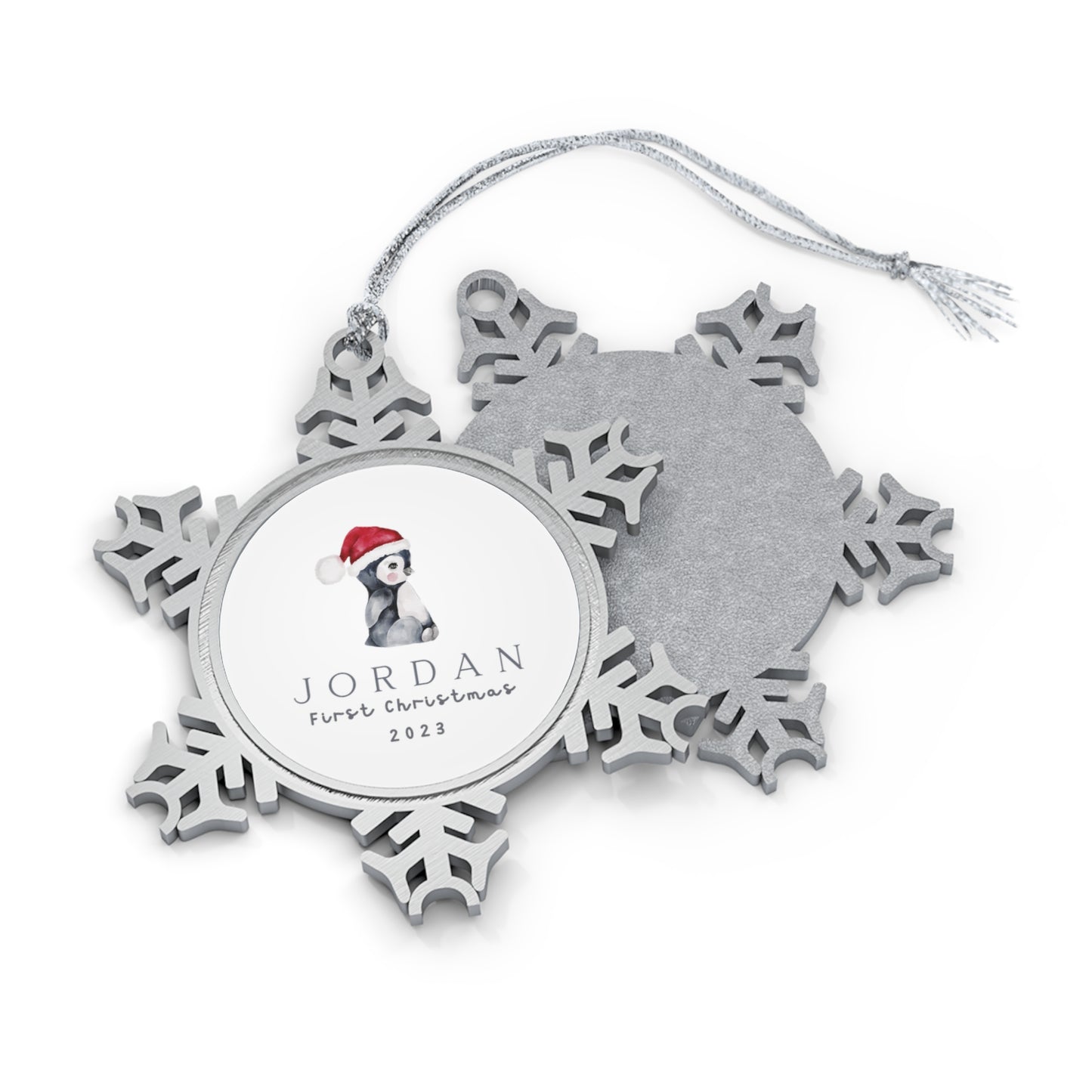 Personalised Pewter Snowflake Ornament | Little Penguin