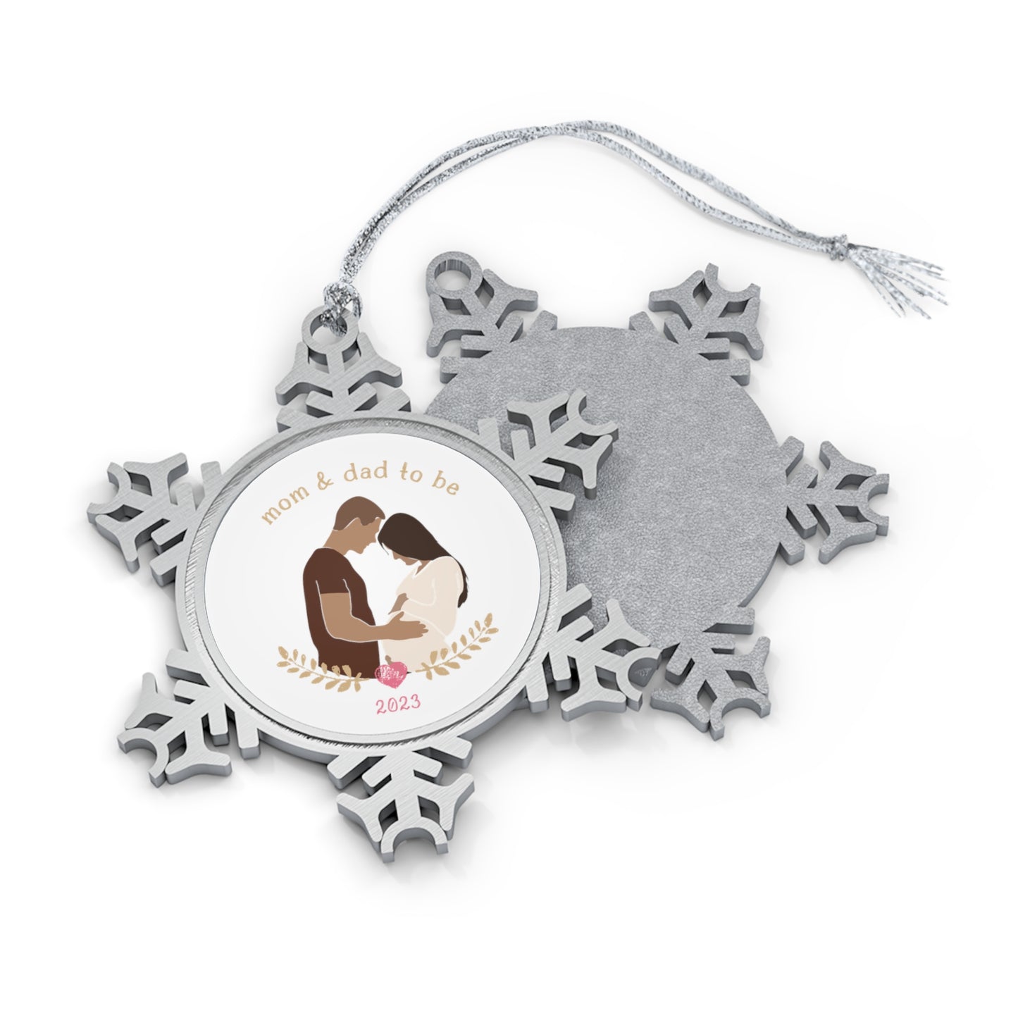 Personalised Pewter Snowflake Ornament | Mom and Dad To Be