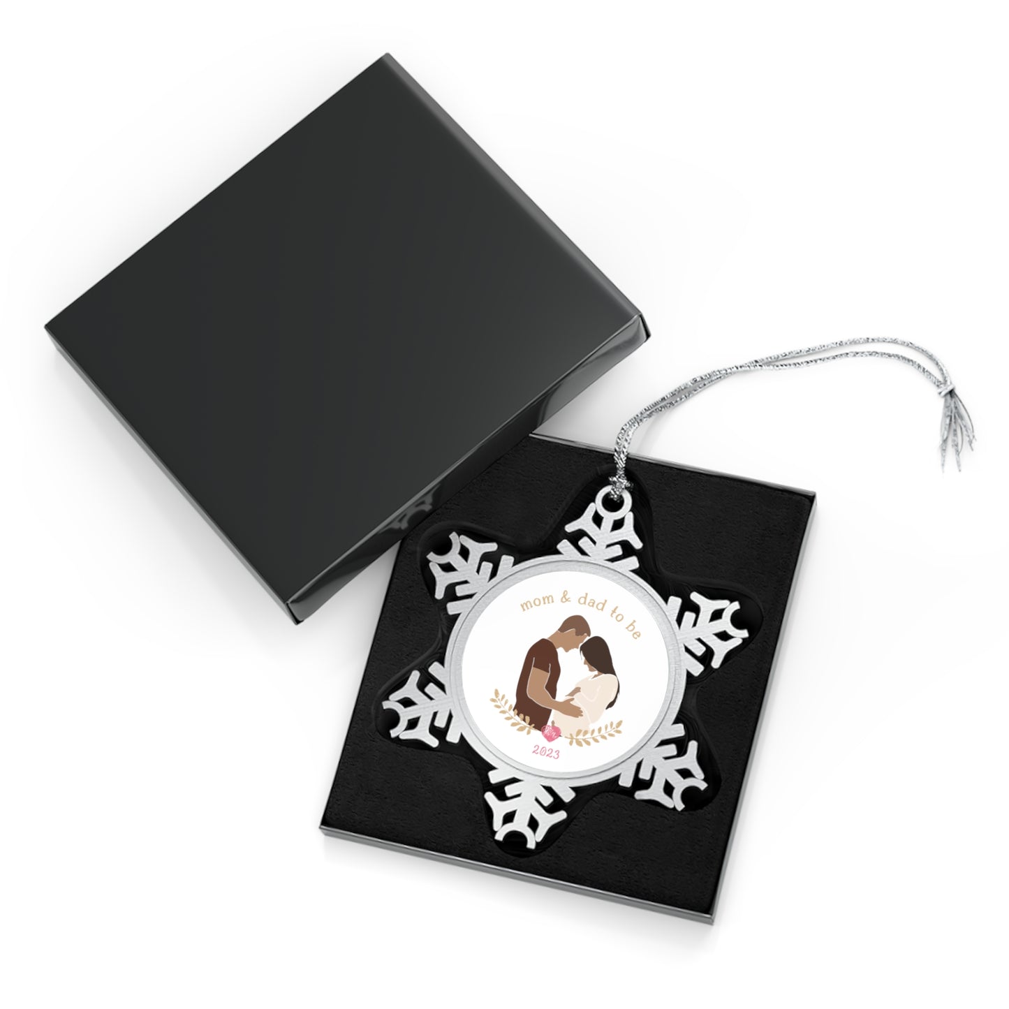 Personalised Pewter Snowflake Ornament | Mom and Dad To Be