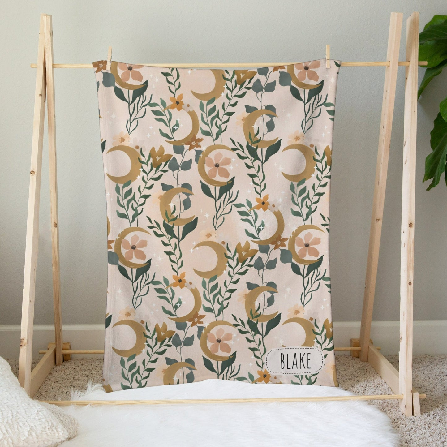 Personalised Boho Floral Crescent Blanket