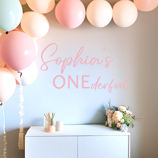 1st birthday onederful personalised party decal