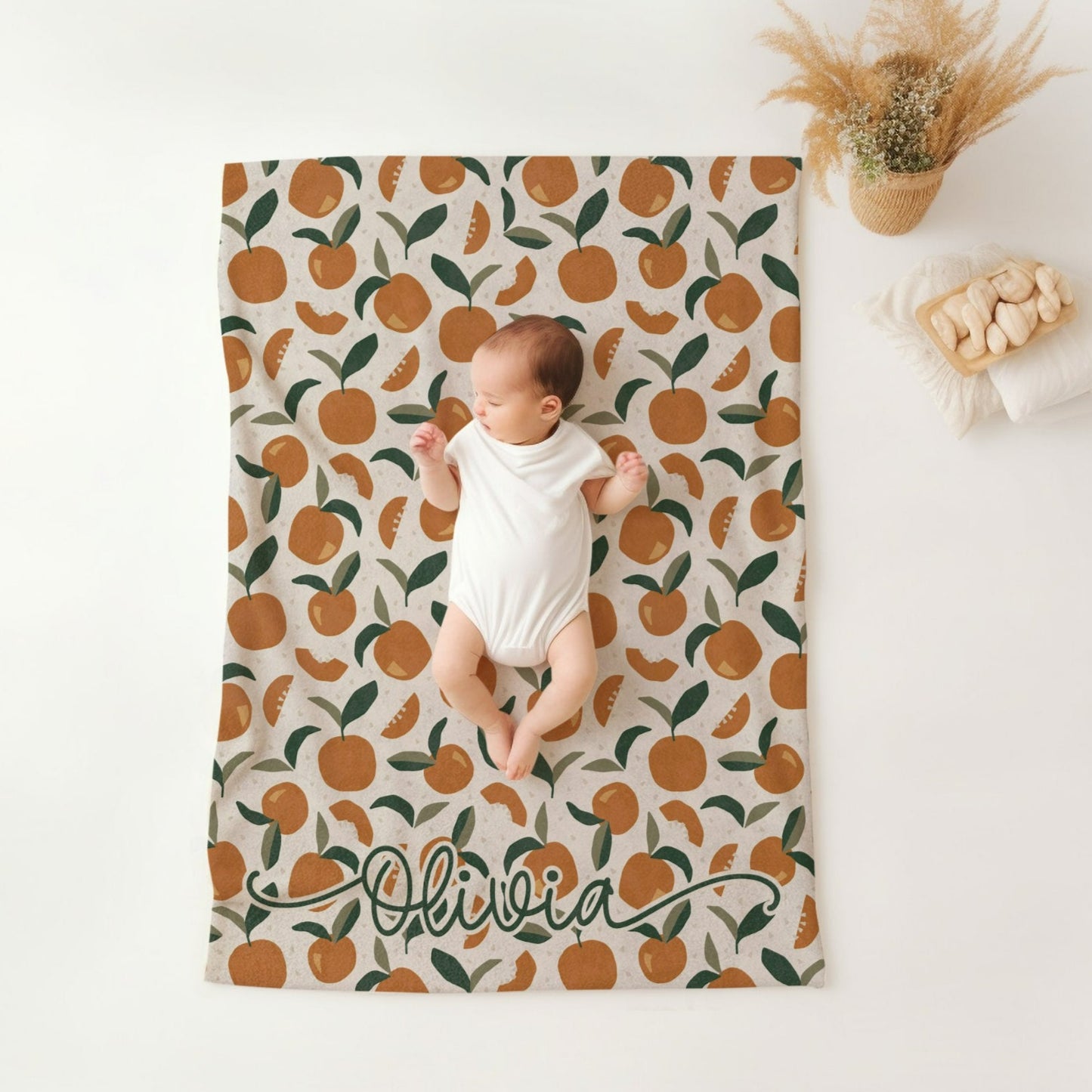 Personalised Orange Baby Blanket