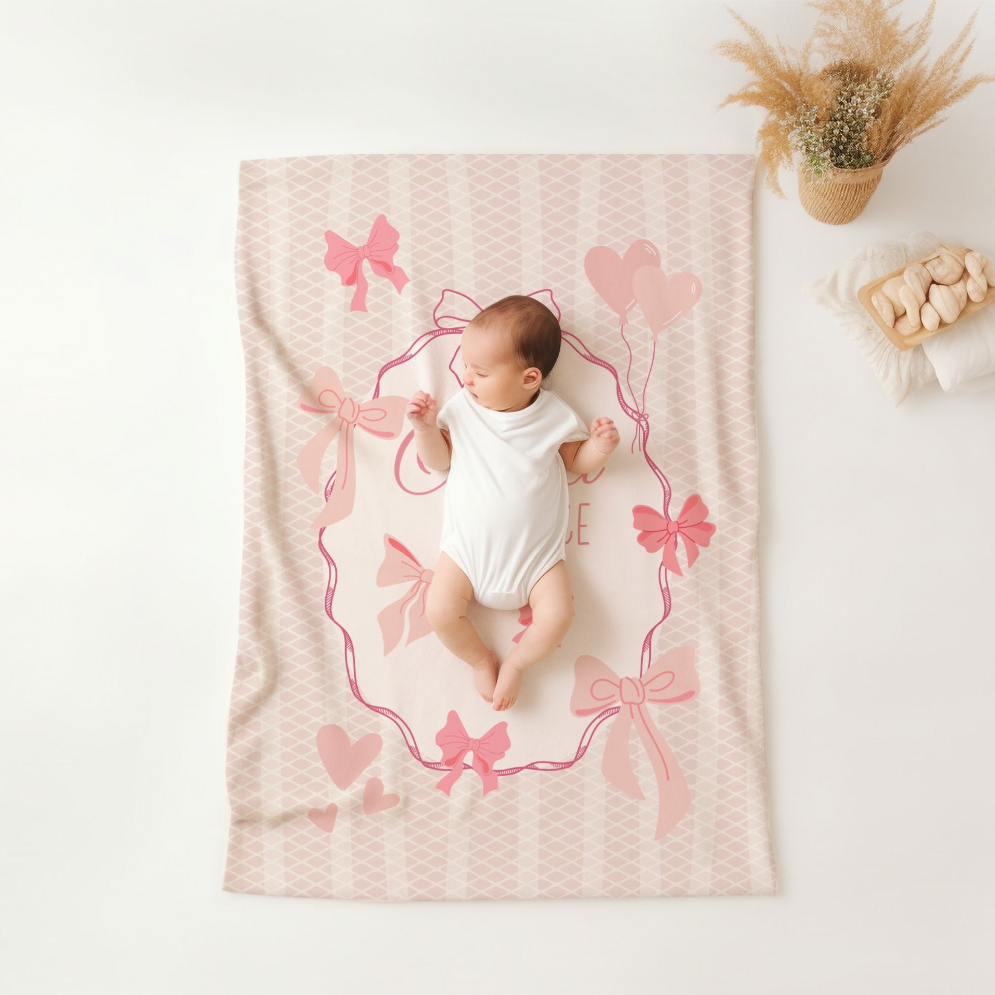 Pretty Pink Bows Receiving Blanket main image 1