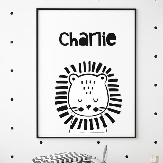 baby animal personalised name nursery print