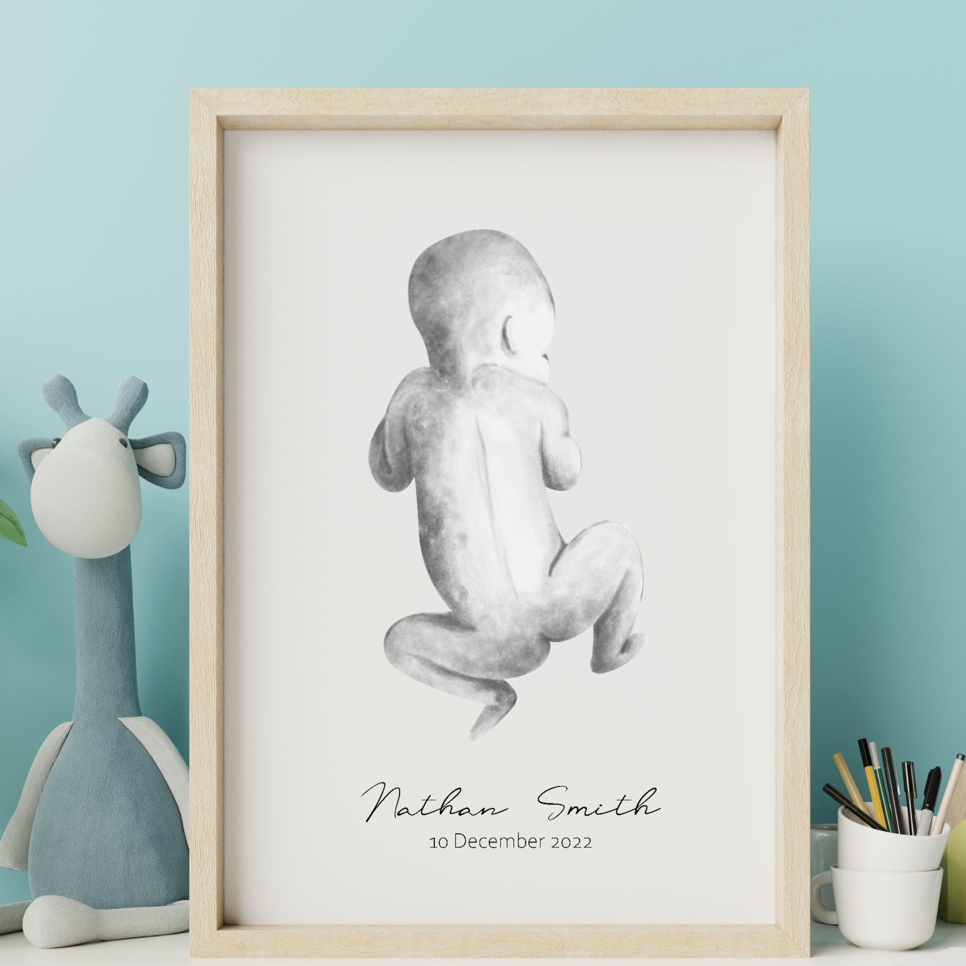 Personalised watercolour baby art print