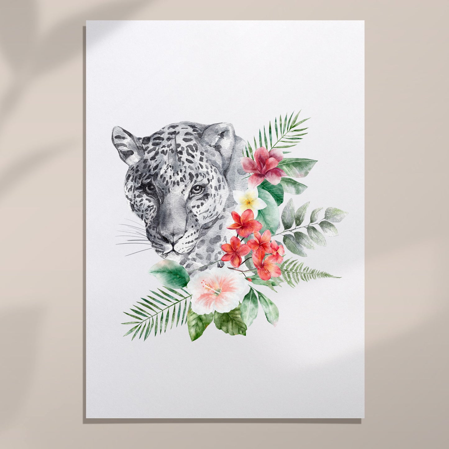 flower cheetah wall art print unframed