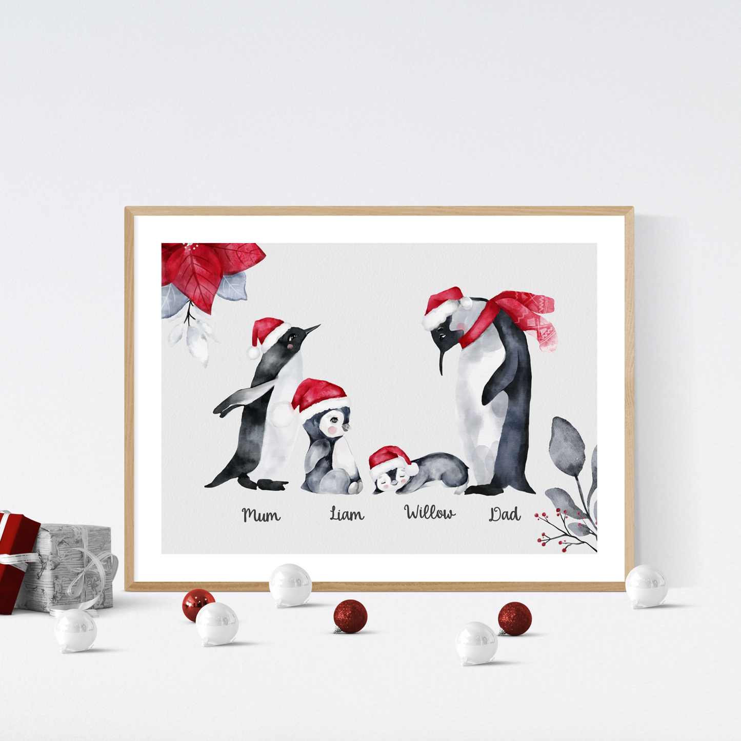 penguin christmas wall art
