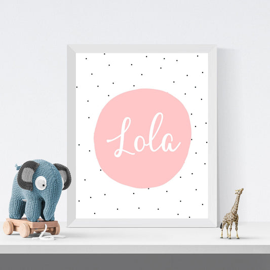 polka dot personalised name nursery print