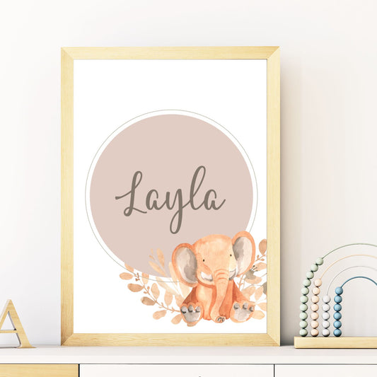 elephant name print