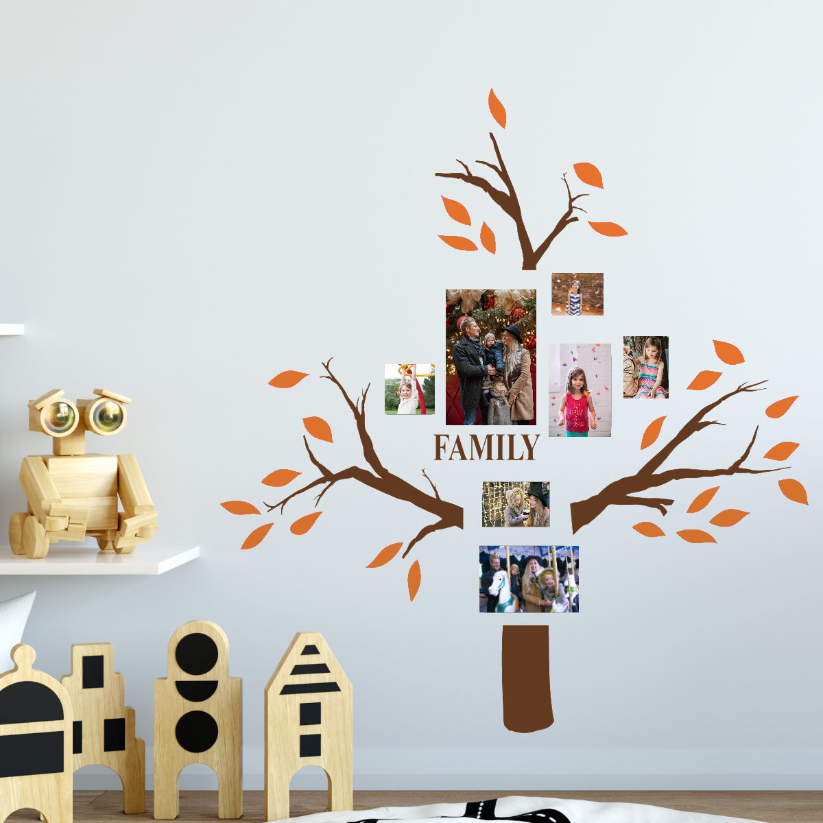 family tree wall decal orange leaves