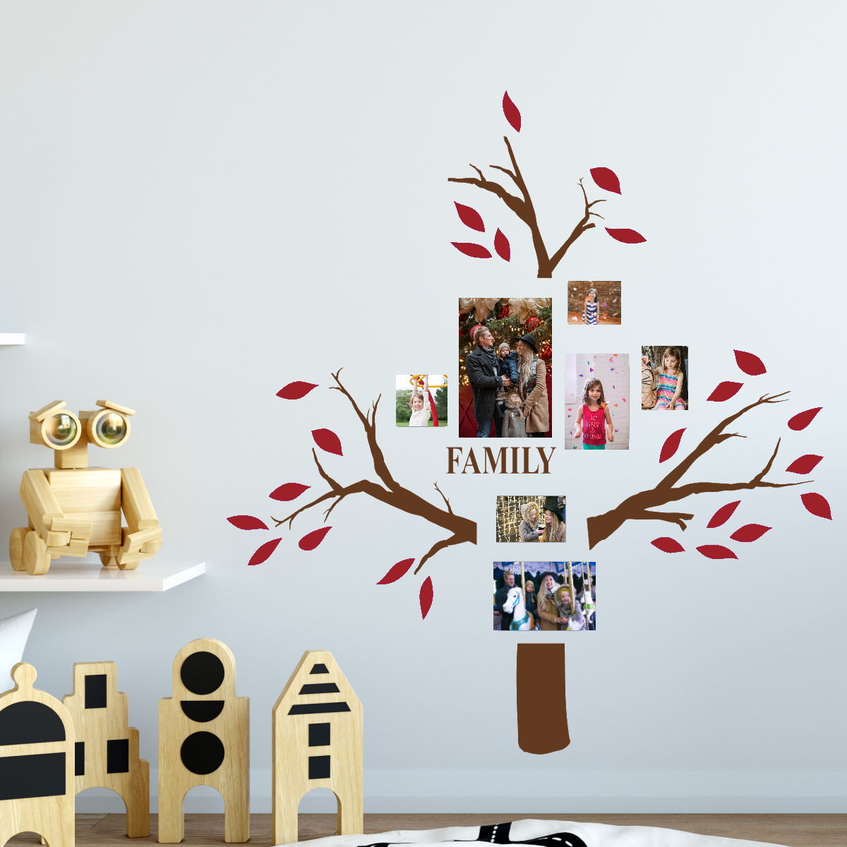 family tree wall decal red leaves