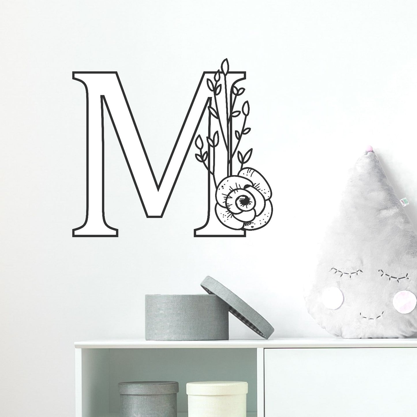 floral monogram wall decal