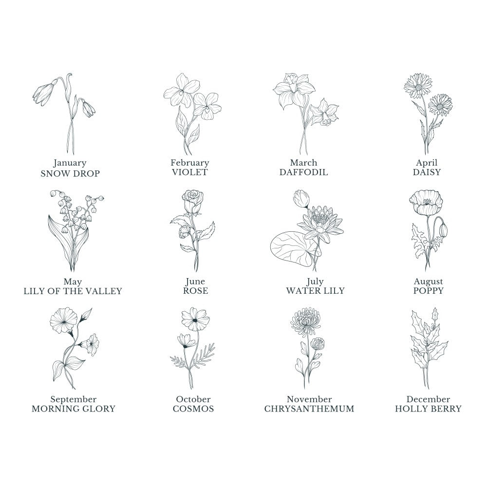 custom names birth flower family wall art print unframed