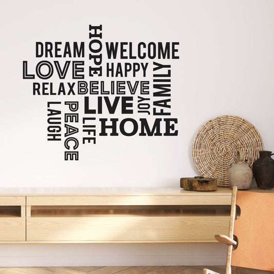 home family word cloud  wall decal