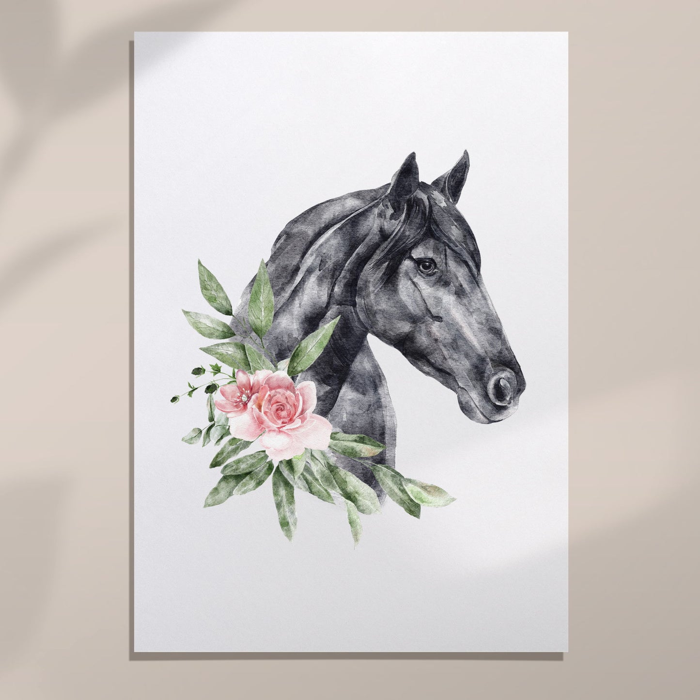 flower horse wall art print unframed