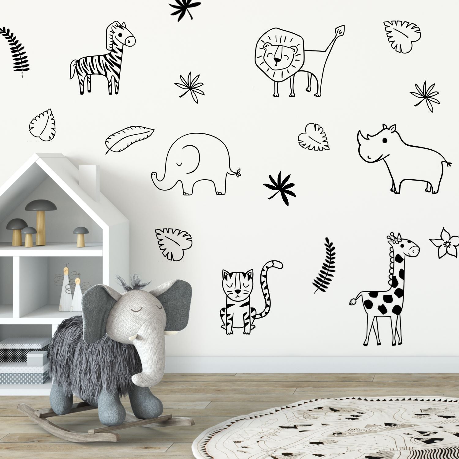 Safari Black And White Nursery Wall Decor Grey Black White Safari