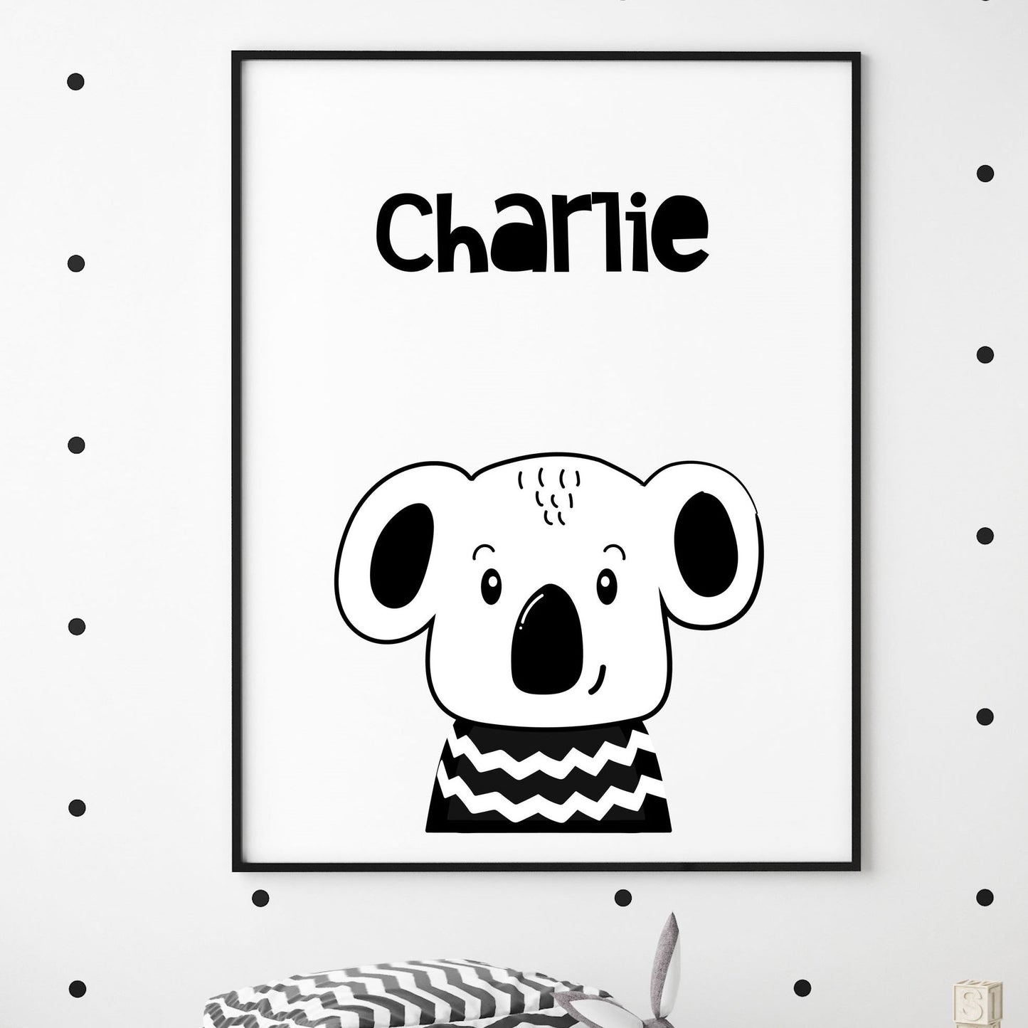 baby animal personalised name nursery print
