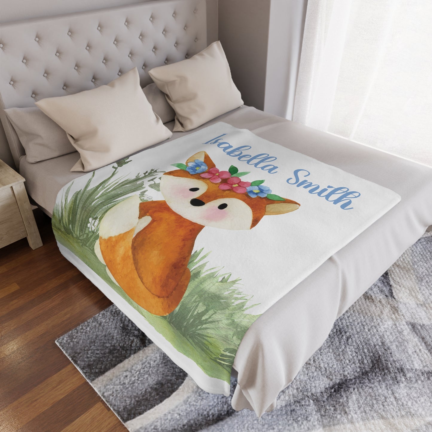 personalized baby blanket woodland fox