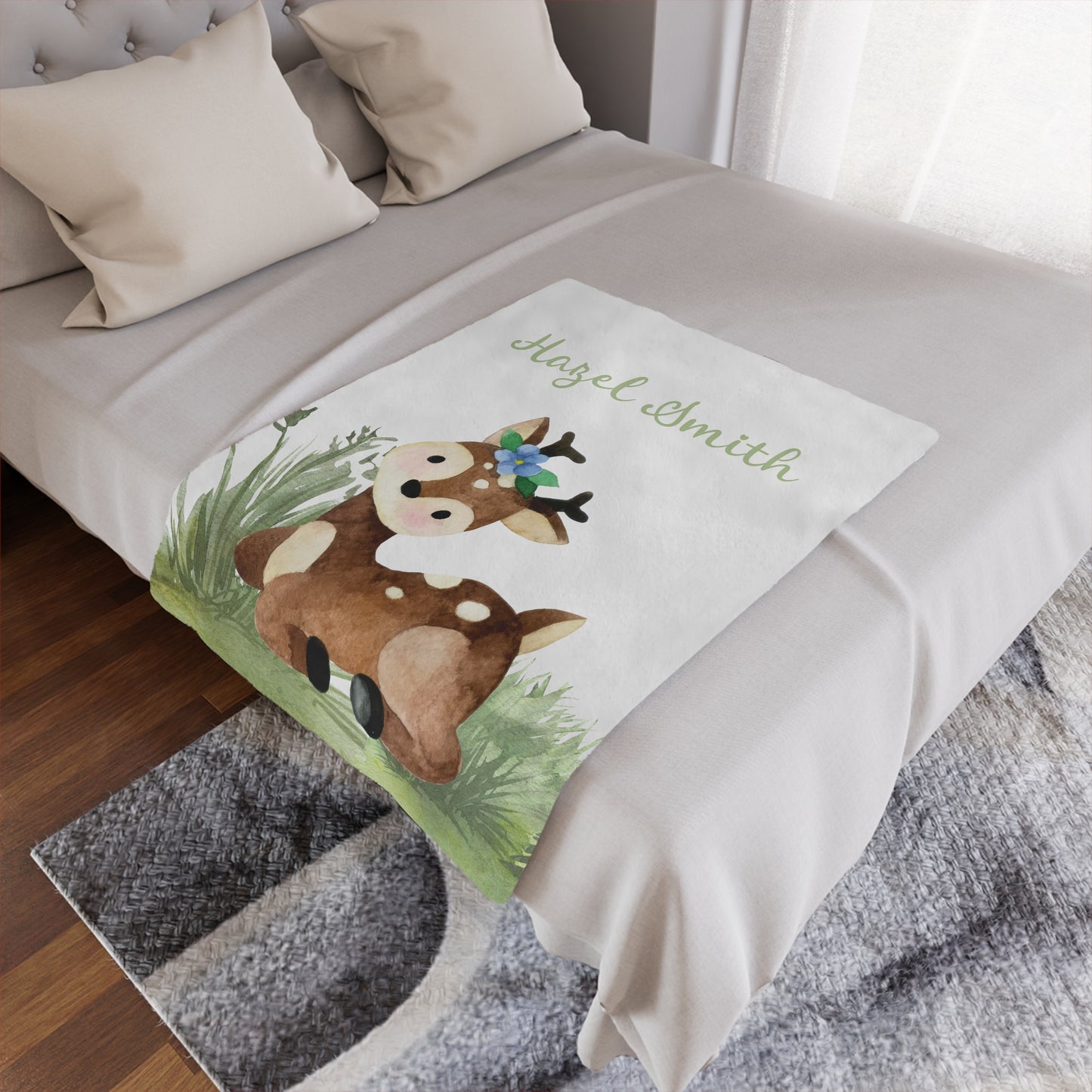 personalized baby blanket woodland deer