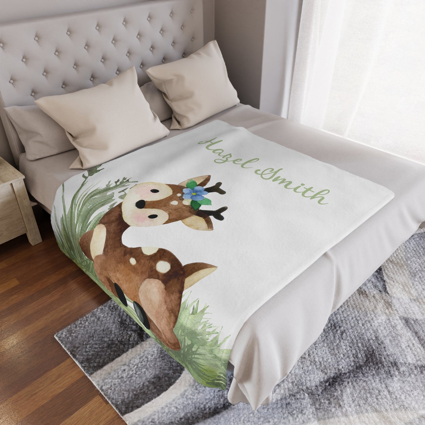 personalized baby blanket woodland deer