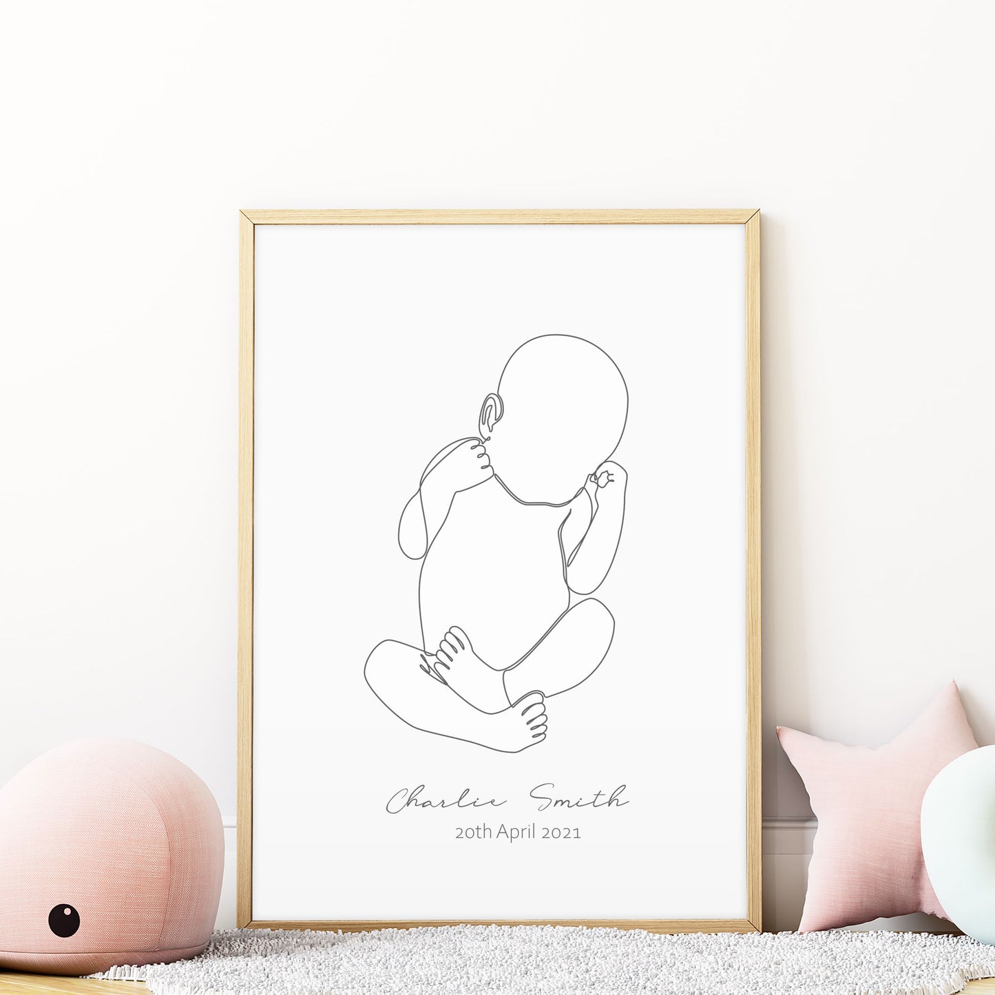 custom name baby line drawing wall art print