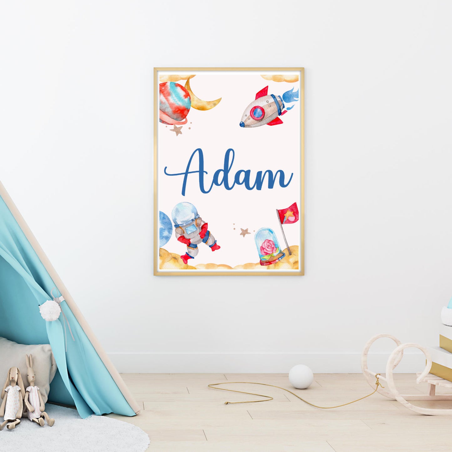 space personalised name nursery print