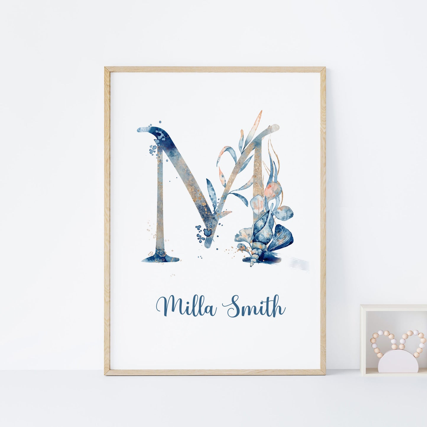 underwater personalised monogram name print unframed