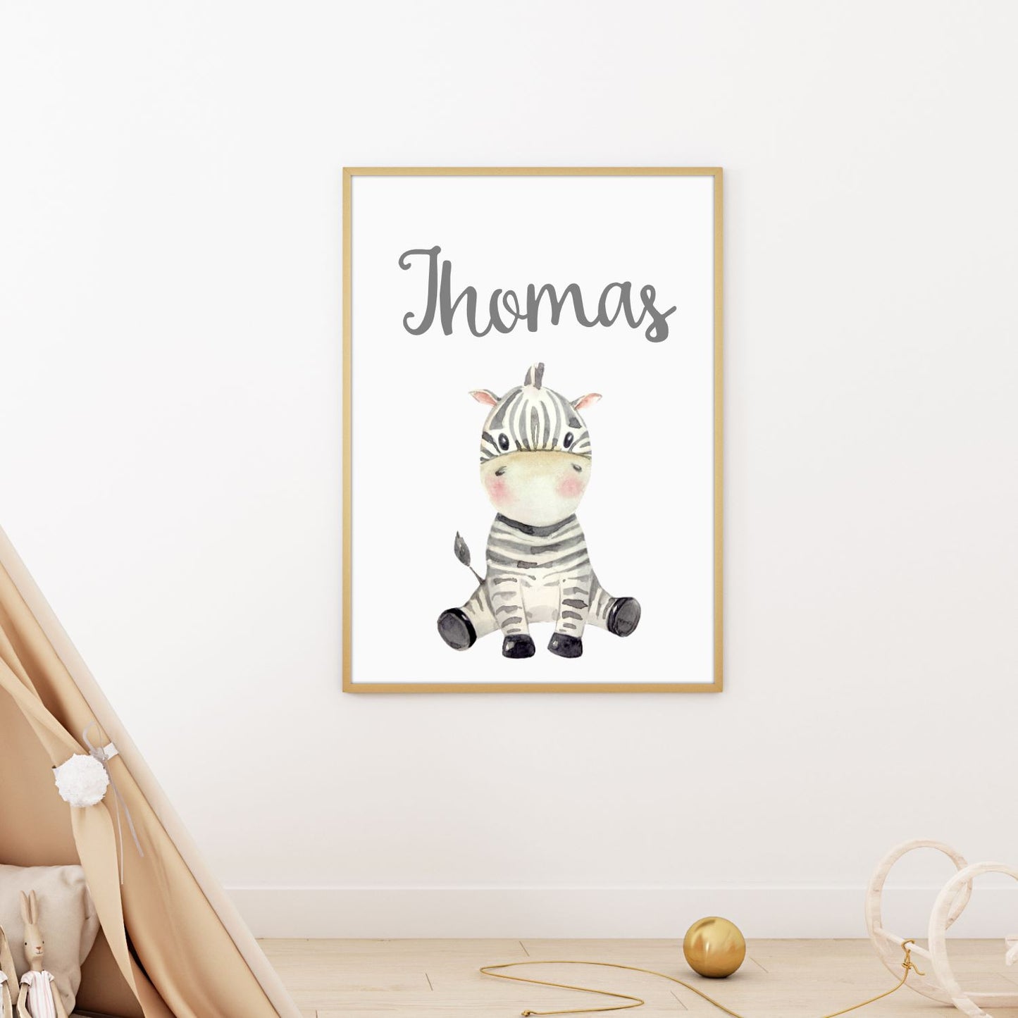 baby zebra custom name print