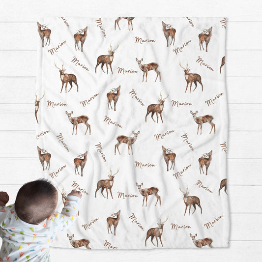 Personalised Woodland Deer Baby Blanket