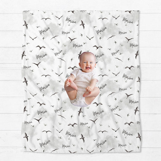 Personalised Flying Birds Baby Blanket
