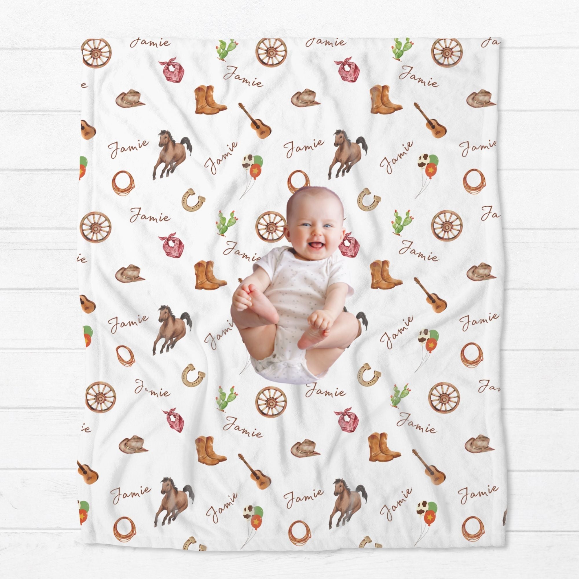 Cowboy shop baby blanket