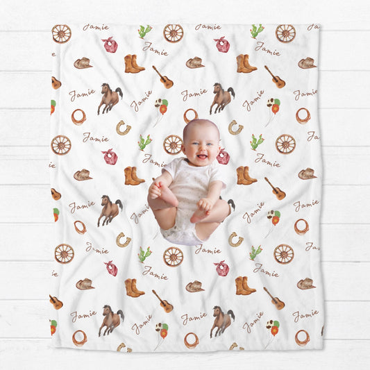 Personalised Cowboy Baby Blanket