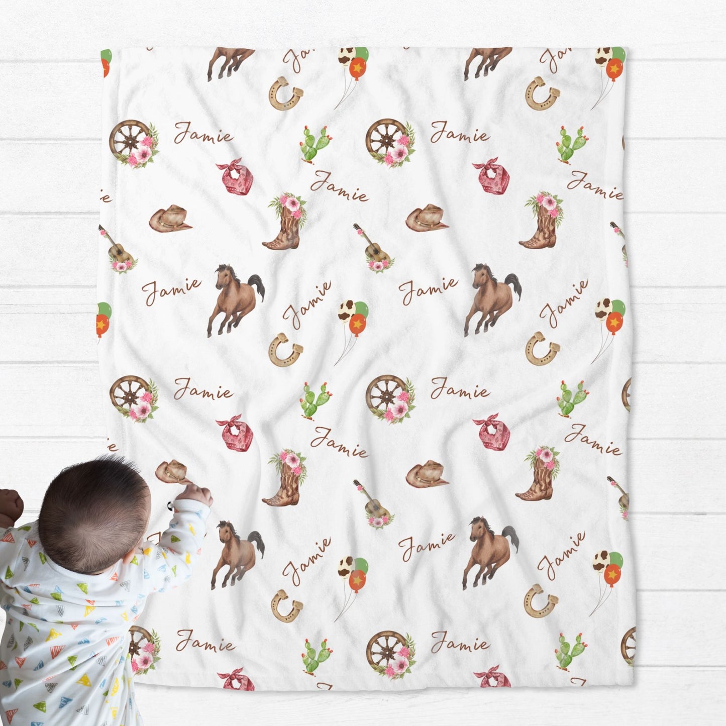 Personalised Cowgirl Baby Blanket