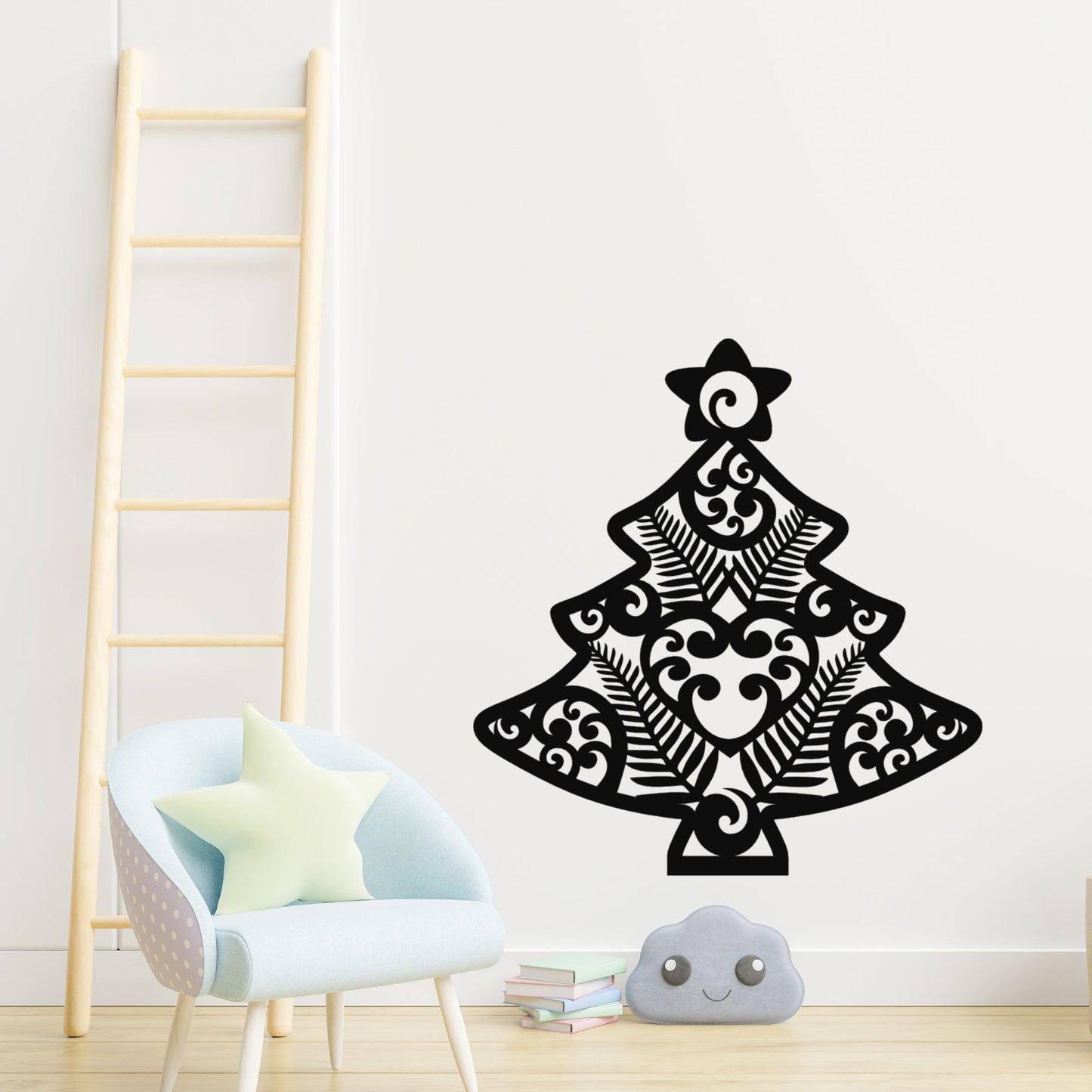 Kiwiana Christmas Tree with Fern and Koru Wall Decal