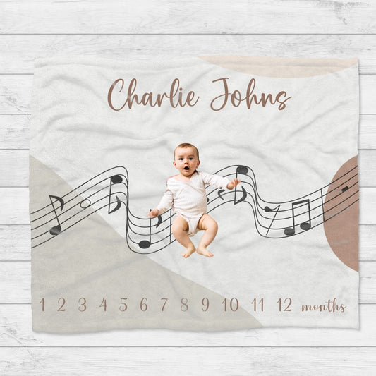 Personalised Music Baby Milestone Blanket